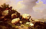 Eugene Verboeckhoven Guarding The Flock By The Coast painting